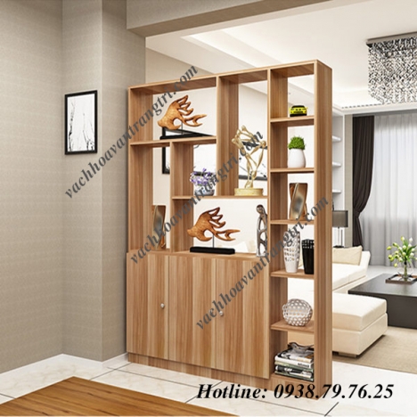 Công trình vách ngăn tủ kệ -lam gỗ trang trí tại Bình Dương