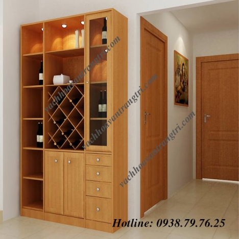 Công trình vách ngăn tủ kệ -lam gỗ trang trí tại Bình Dương