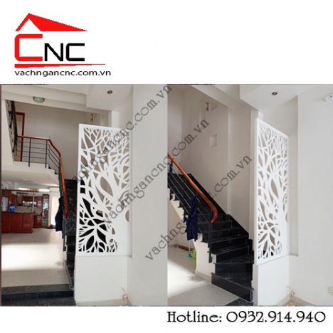 Thi công vách ngăn cnc, lam gỗ cầu thang tại Lã Xuân Oai Q9