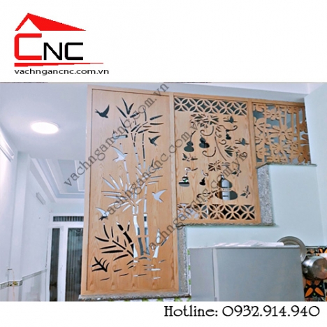 Thi công vách ngăn cnc, lam gỗ cầu thang tại Lã Xuân Oai Q9