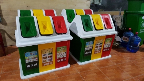 Thùng rác nhựa 120 lít 240lit, 3 ngăn, thùng rác 2 bánh xe 096.7788.450