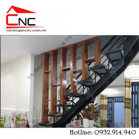 Thi công vách ngăn cnc, lam gỗ cầu thang tại Lã Xuân Oai Q9