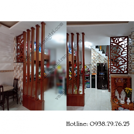 Công trình lam gỗ trang trí phòng khách đẹp tại Quận 1 và Bình Thạnh