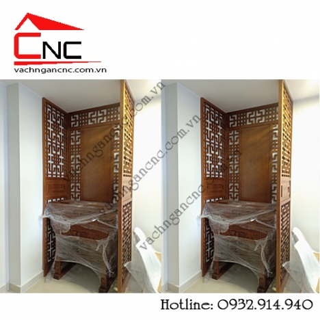 10 gợi ý làm vách ngăn cnc phòng khách và bàn thờ đẹp