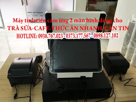 Bán máy tính tiền cảm ứng 2 màn hình cho quán Trà Sữa tại Nam Định