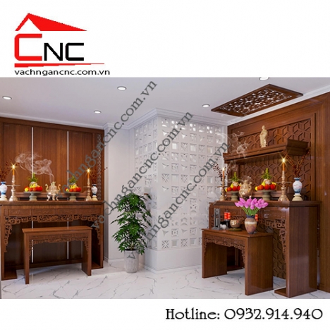Tại sao nên dùng vách ngăn cnc gỗ trang trí phòng thờ??
