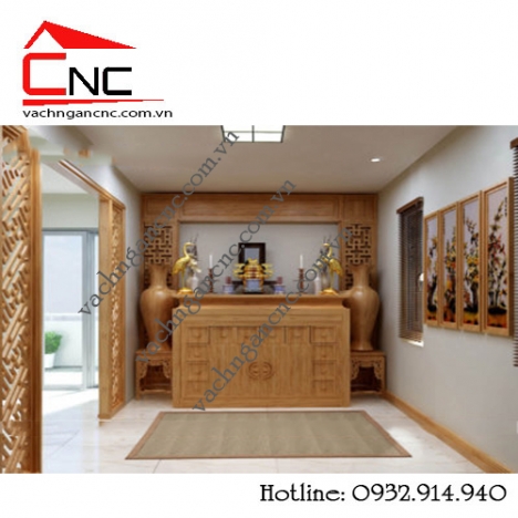 Tại sao nên dùng vách ngăn cnc gỗ trang trí phòng thờ??