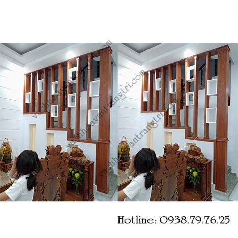 Thi công lam gỗ cầu thang-lam gỗ phòng khách đẹp tại Nhà Bè & Bình Thạnh