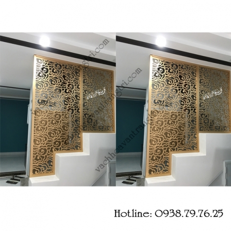 Trang trí cầu thang và phòng khách từ vách ngăn gỗ cnc