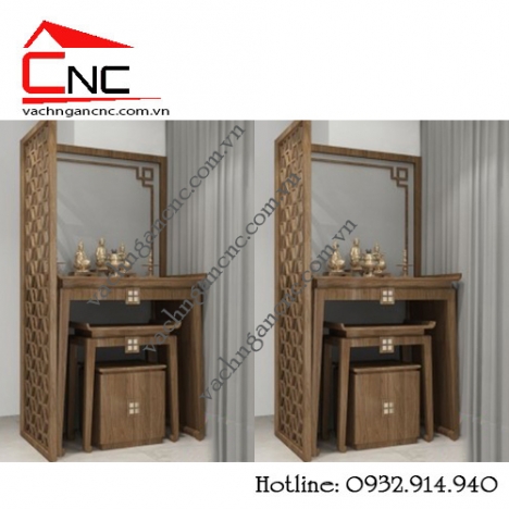 Vách ngăn trang trí bàn thờ bằng gỗ đẹp cho chung cư