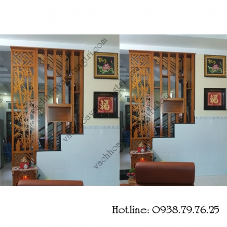 Trang trí cầu thang và phòng khách từ vách ngăn gỗ cnc