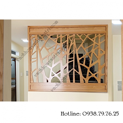 Trang trí cầu thang và phòng khách từ vách ngăn gỗ cnc