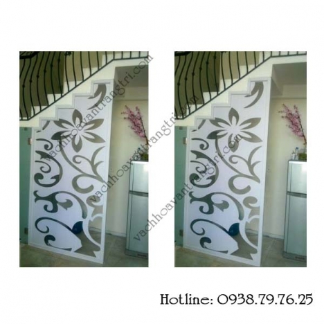 Trang trí cầu thang và phòng khách từ vách ngăn gỗ cnc