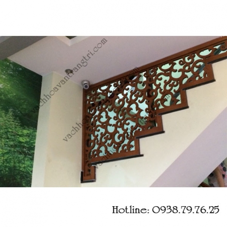 Trang trí cầu thang và phòng khách từ vách ngăn gỗ cnc