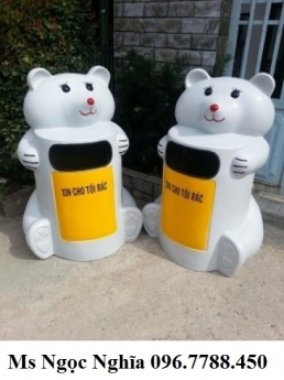 Thùng rác hình chim cánh cụt, gấu misa nhựa composite