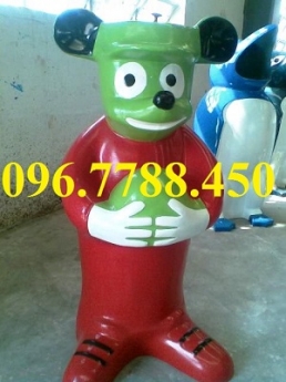 Thùng rác hình chim cánh cụt, gấu misa nhựa composite