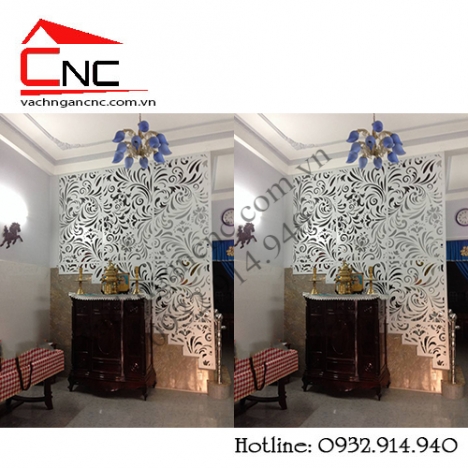 Thiết kế vách ngăn cầu thang giật cấp gỗ đẹp, giá rẻ tại Q7