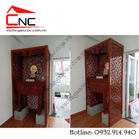 Thi công vách ngăn phòng khách và phòng thờ gỗ tại Nguyễn Thượng Hiền