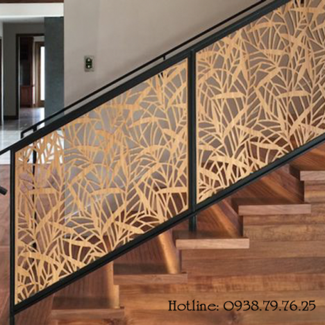Vách ngăn cnc gỗ trang trí cầu thang ưa chuộng 2019
