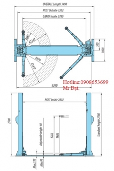 Cầu nâng 2 trụ không cổng  Heshbon-Hàn Quốc giá rẻ toàn quốc,hàng có sẵn,alo giao ngay.