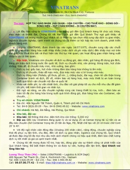 VINATRANS TPHCM – Dịch vụ hải quan, đóng kiện, chằng buộc, hút chân không, chống ẩm