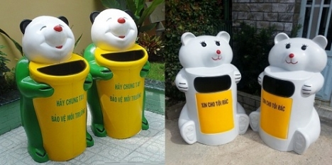 Thùng rác hình gấu misa chất lượng giá rẻ giao hàng miễn phí