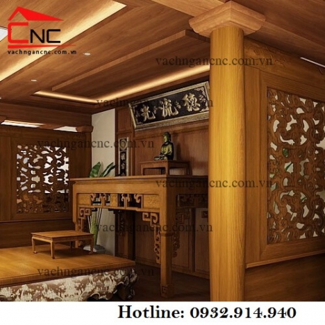 Top vách ngăn phòng thờ bằng gỗ trên ván cắt cnc đẹp