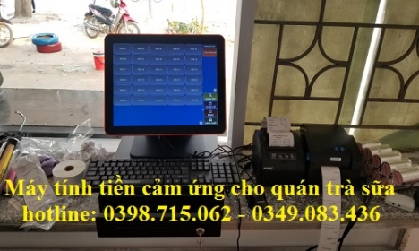 Bán máy tính tiền cảm ứng cho quán trà sữa tại Long An  