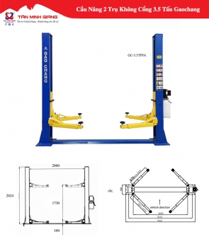 Bán cầu nâng 2 trụ không cổng 3.5 tấn GaoChang(TQ),mới 100%,hàng có sẵn, giá rẻ.