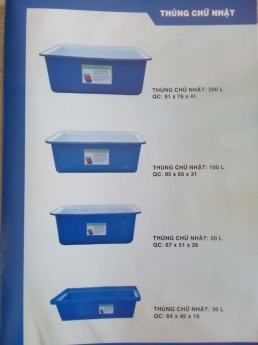 Thùng nhựa đặc nuôi cá 750lit 1 lớp (kt:D1510 x R1100 x 720 mm)