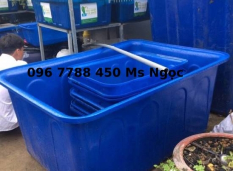 Thùng nhựa đặc nuôi cá 750lit 1 lớp (kt:D1510 x R1100 x 720 mm)