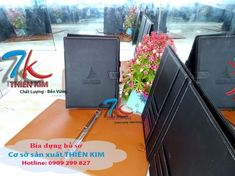 Nhà sản xuất bìa da có logo, may bìa da dập logo, nơi làm bìa folder da, đặt bìa da kẹp hồ sơ,