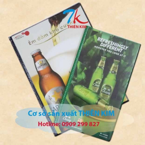 Xưởng sản xuất bìa sổ menu, nơi in quyển menu bọc da, làm bìa menu bằng da, in quyển menu trên da,