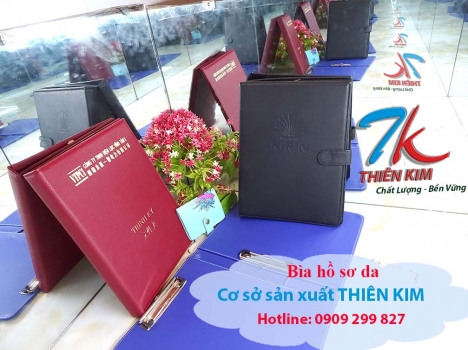 Nhà sản xuất bìa da có logo, may bìa da dập logo, nơi làm bìa folder da, đặt bìa da kẹp hồ sơ,