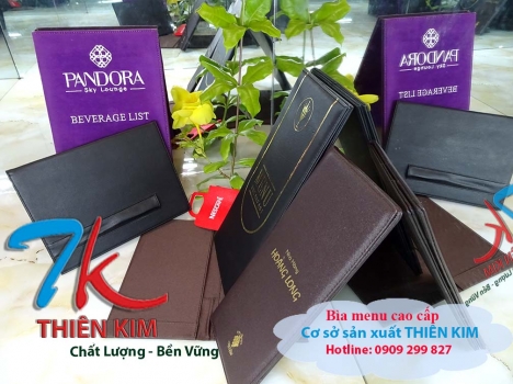 Xưởng sản xuất bìa sổ menu, nơi in quyển menu bọc da, làm bìa menu bằng da, in quyển menu trên da,