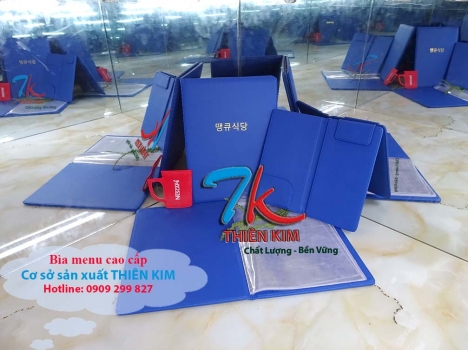 Xưởng sản xuất bìa sổ menu, nơi in quyển menu bọc da, làm bìa menu bằng da, in quyển menu trên da,