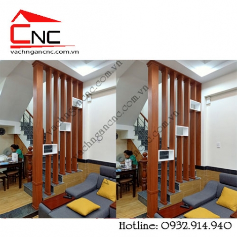 Công trình vách ngăn cầu thang đẹp trang trí lam gỗ Lý Thường Kiệt