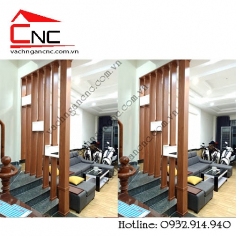 Công trình vách ngăn cầu thang đẹp trang trí lam gỗ Lý Thường Kiệt