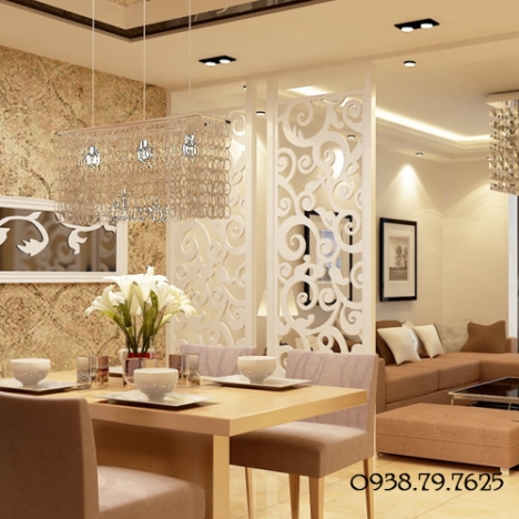 Chiêm ngưỡng vẻ đẹp vách ngăn giữa phòng khách và bếp từ gỗ