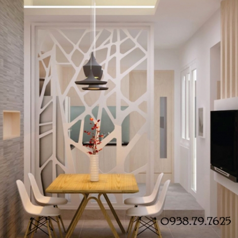 Chiêm ngưỡng vẻ đẹp vách ngăn giữa phòng khách và bếp từ gỗ