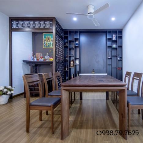 Chiêm ngưỡng vẻ đẹp vách ngăn giữa phòng khách và bếp từ gỗ