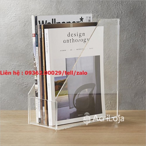 Sản phẩm kệ mica trưng bày sách báo, catalog, tài liệu