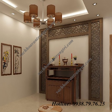 Độc đáo với thiết kế vách ngăn phòng thờ từ gỗ đẹp