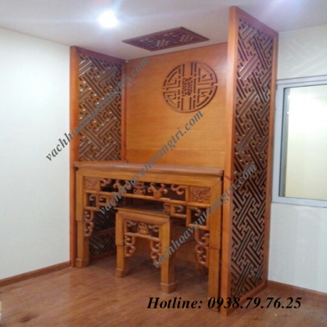 Độc đáo với thiết kế vách ngăn phòng thờ từ gỗ đẹp
