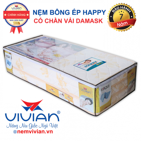 Đệm 1m2x2mx10cm bông gòn ép hàn quốc cao cấp Vivian happy