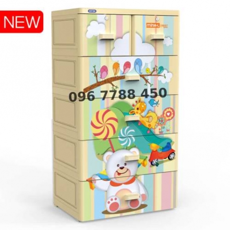 Bán rẻ tủ nhựa 5 ngăn dành cho bé họa tiết ngộ nghĩnh