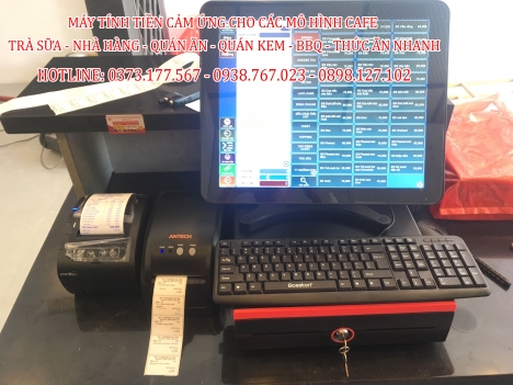 TRỌN BỘ Máy Tính Tiền cảm ứng cho Quán Trà Sữa Lắp Tại Nghệ An