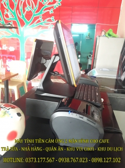Máy Tính Tiền CẢM ỨNG 2 Màn Hình cho Quán Trà Chanh - Trà Sữa Tại TPHCM