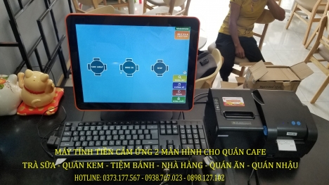 Máy Tính Tiền CẢM ỨNG 2 Màn Hình cho Quán Trà Chanh - Trà Sữa Tại TPHCM