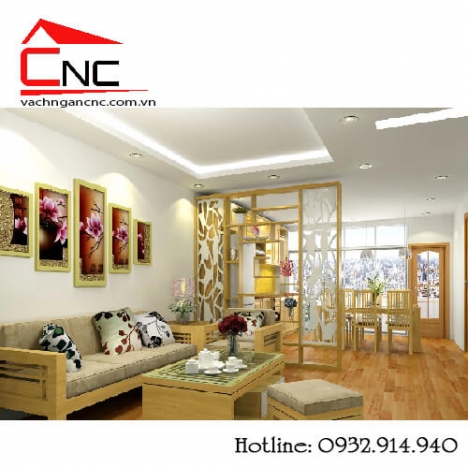 vách ngăn phòng khách và bếp , phòng ngủ và cầu thang